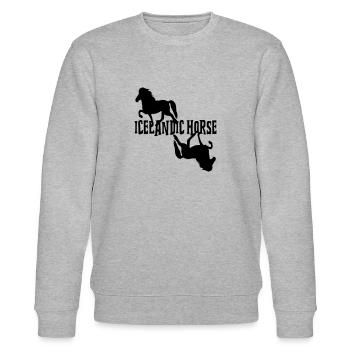 Icelandic Horse: Islandpferd Pferd Pony Merch - Stanley/Stella Unisex Bio-Sweatshirt CHANGER  - Grau meliert - Vorne - Nik (191cm) & Marisol (170cm)