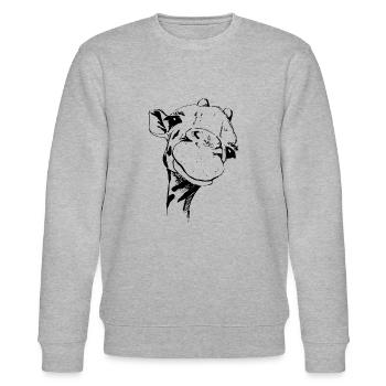 Giraffe (II) - Funny Giraffe Face - Stanley/Stella CHANGER Unisex Organic Sweatshirt - heather grey - Front - Nik (191cm) & Marisol (170cm)