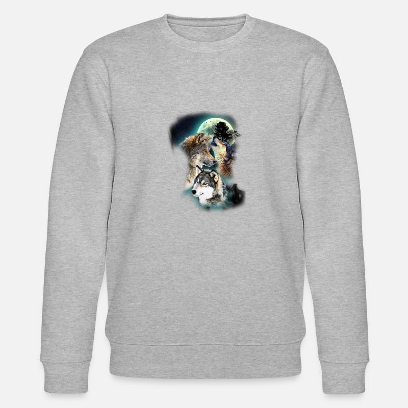 Loup design lune loups - Sweat bio CHANGER Stanley/Stella Unisexe - gris chiné