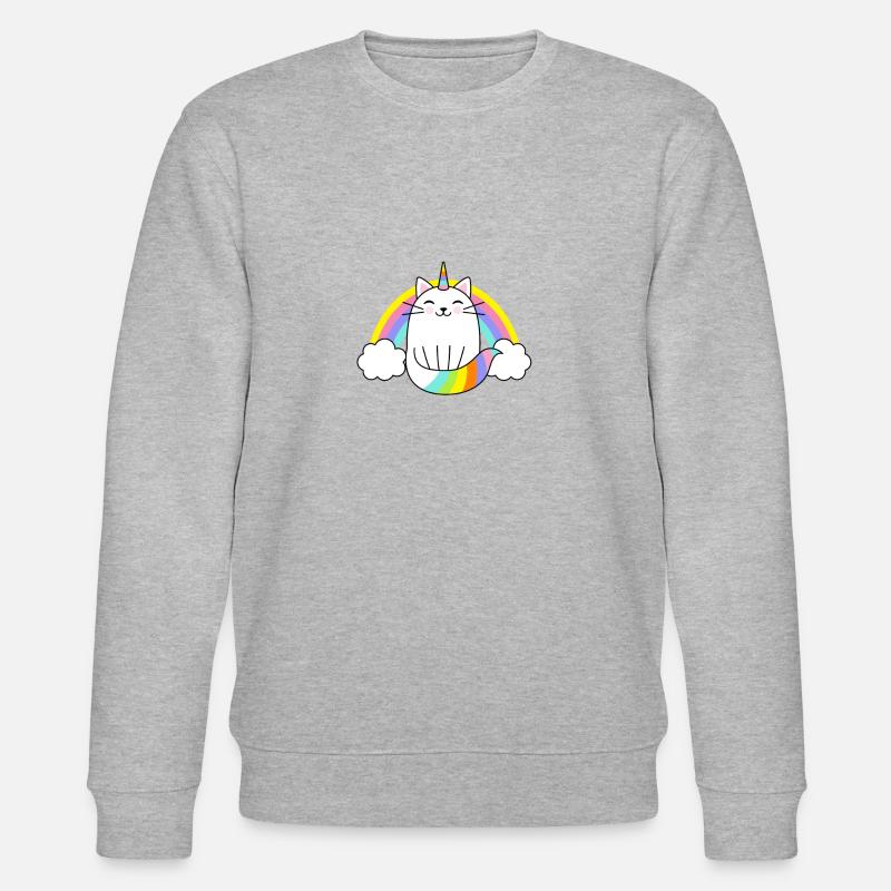 Einhorn Katze Regenbogen - Stanley/Stella Unisex Bio-Sweatshirt CHANGER  - Grau meliert