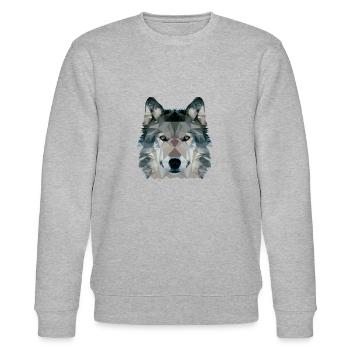 Wolf Gesicht Low Poly Design, Wolf Gesicht ClipArt - Stanley/Stella Unisex Bio-Sweatshirt CHANGER  - Grau meliert - Vorne - Nik (191cm) & Marisol (170cm)
