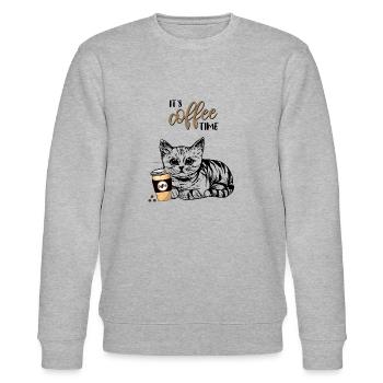 It's Coffee Time - Stanley/Stella Unisex Bio-Sweatshirt CHANGER  - Grau meliert - Vorne - Nik (191cm) & Marisol (170cm)