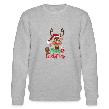 Joyeux Noël souhaite Rudolph le renne. - Sweat bio CHANGER Stanley/Stella Unisexe - gris chiné - Devant - Nik (191cm) & Marisol (170cm)