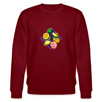 Citrus Pop Art - Stanley/Stella CHANGER Unisex Organic Sweatshirt - burgundy - Front - Nik (191cm) & Marisol (170cm)