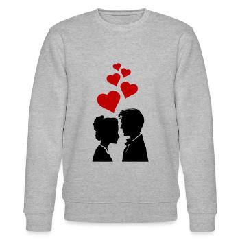 Mariage de couple Mariage de couple - Sweat bio CHANGER Stanley/Stella Unisexe - gris chiné - Devant - Nik (191cm) & Marisol (170cm)