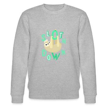 Faultier Weisheit - Stanley/Stella Unisex Bio-Sweatshirt CHANGER  - Grau meliert - Vorne - Nik (191cm) & Marisol (170cm)