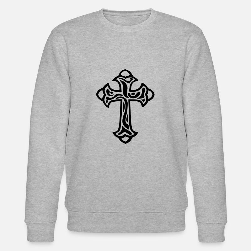 Kreuz Ornament - Stanley/Stella Unisex Bio-Sweatshirt CHANGER  - Grau meliert