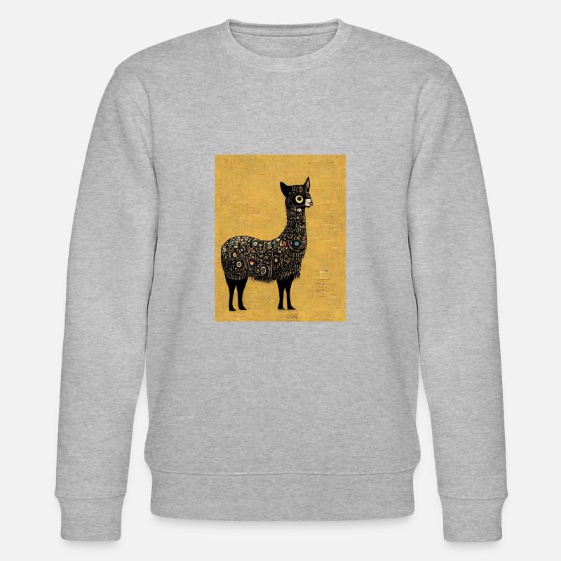 Lama Gemälde Gold - Stanley/Stella Unisex Bio-Sweatshirt CHANGER  - Grau meliert
