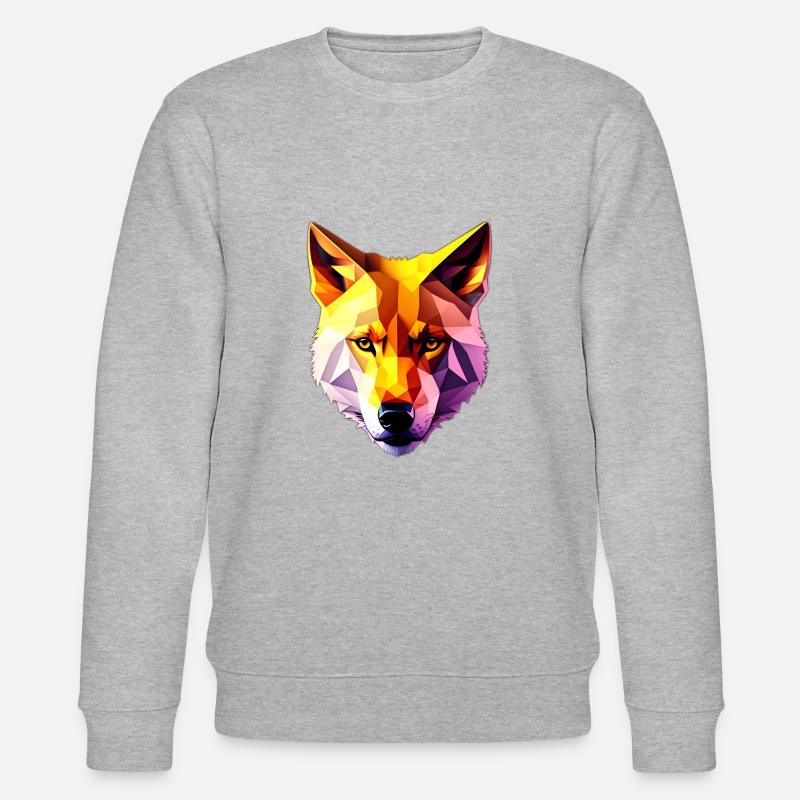 Low Poly Wolf Gesicht Design - Stanley/Stella Unisex Bio-Sweatshirt CHANGER  - Grau meliert