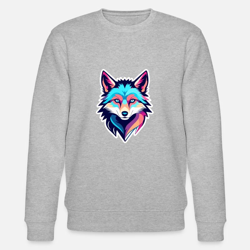 Wolf Drawing - Stanley/Stella CHANGER Unisex Organic Sweatshirt - heather grey