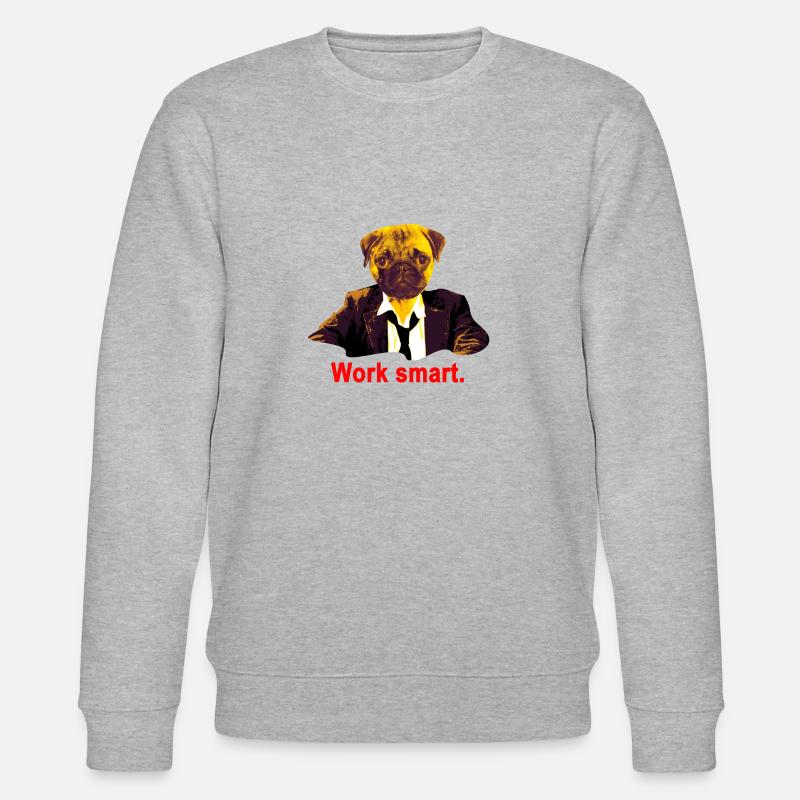 work smart pug - Stanley/Stella CHANGER Unisex Organic Sweatshirt - heather grey