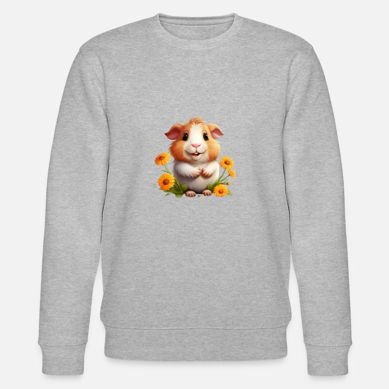 Meerschweinchen mit Blumen - Stanley/Stella Unisex Bio-Sweatshirt CHANGER  - Grau meliert