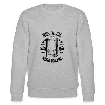 Nostalgisches Nerd Träume Gaming Konsole - Stanley/Stella Unisex Bio-Sweatshirt CHANGER  - Grau meliert - Vorne - Nik (191cm) & Marisol (170cm)
