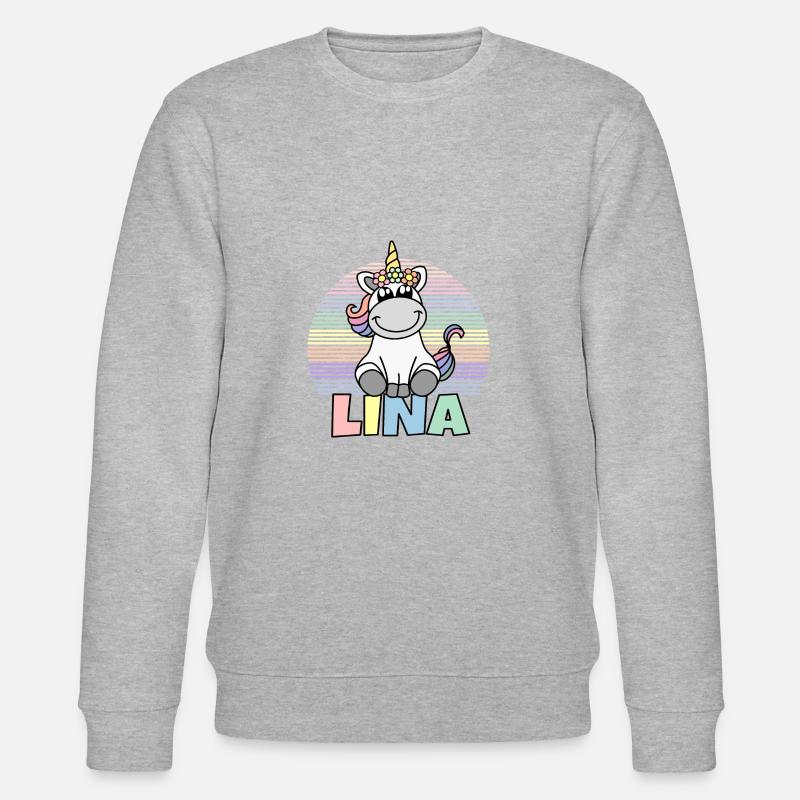Lina Einhorn Name - Stanley/Stella Unisex Bio-Sweatshirt CHANGER  - Grau meliert