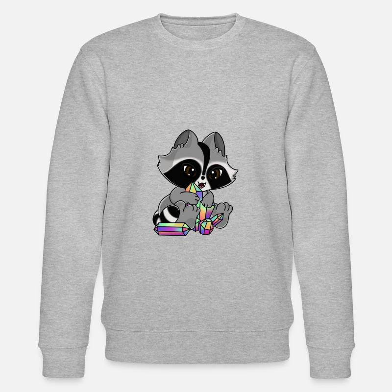 Snuggles der Waschbär mit Kristall - Stanley/Stella Unisex Bio-Sweatshirt CHANGER  - Grau meliert