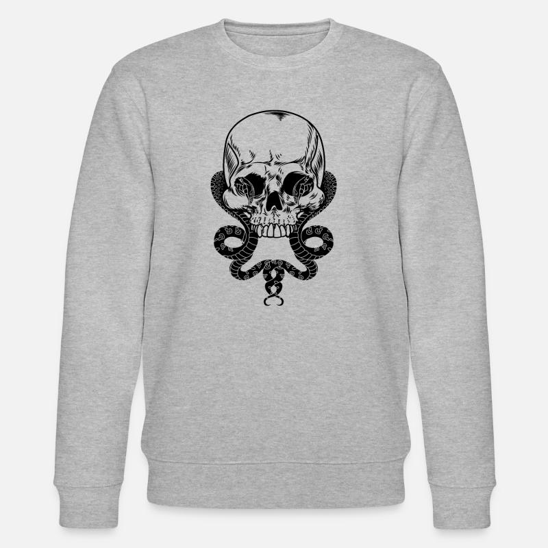 Schädel mit zwei Schlangen - Stanley/Stella Unisex Bio-Sweatshirt CHANGER  - Grau meliert