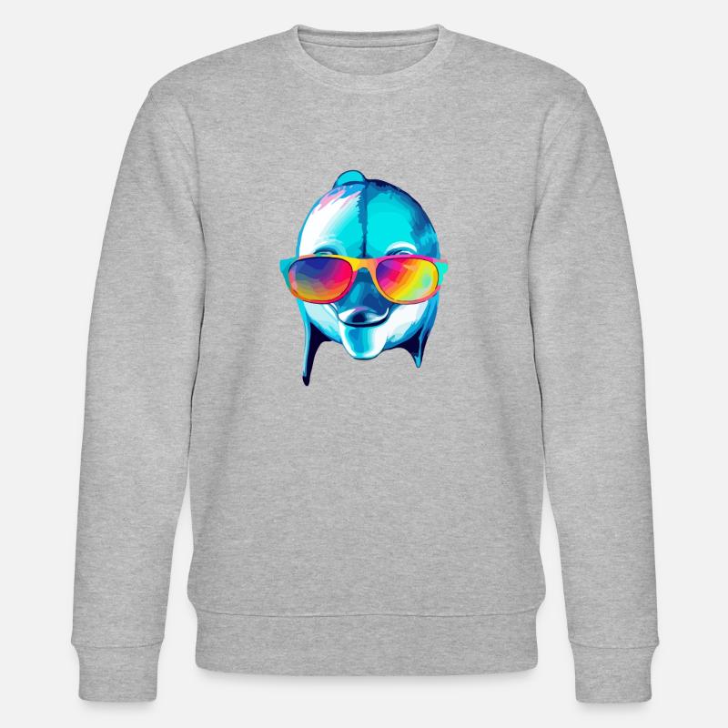 Eko, der Brillendelfin - Stanley/Stella Unisex Bio-Sweatshirt CHANGER  - Grau meliert