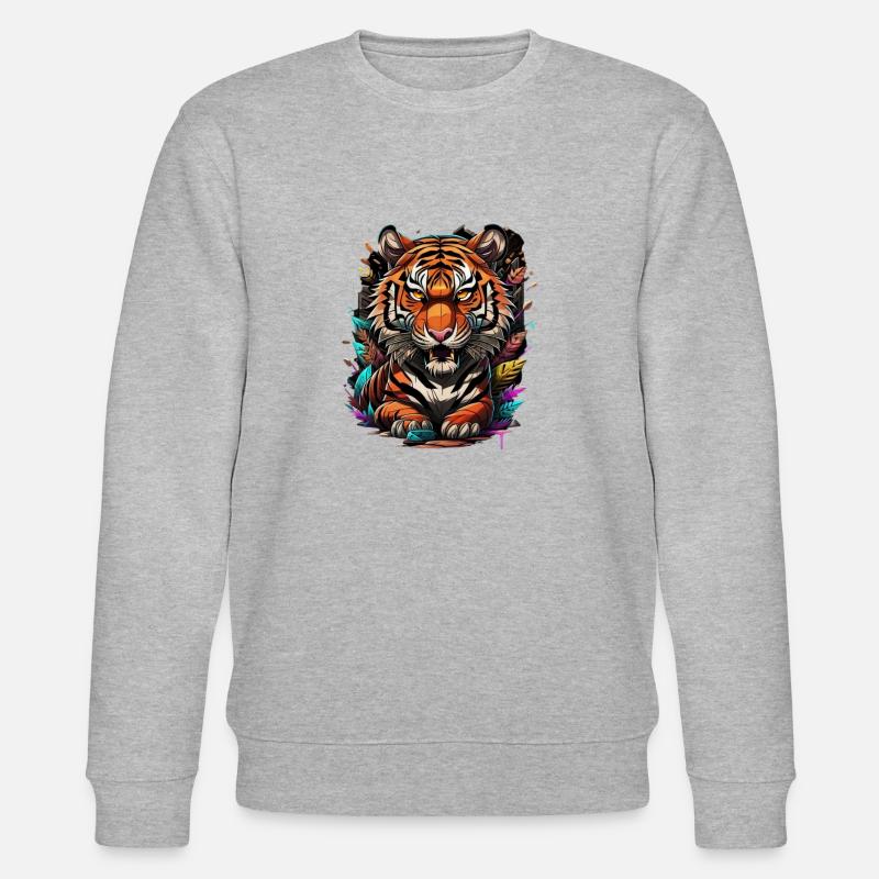 Graffiti Tiger - Stanley/Stella Unisex Bio-Sweatshirt CHANGER  - Grau meliert
