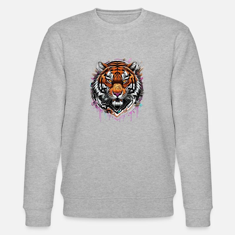 Graffiti Tiger - Stanley/Stella Unisex Bio-Sweatshirt CHANGER  - Grau meliert