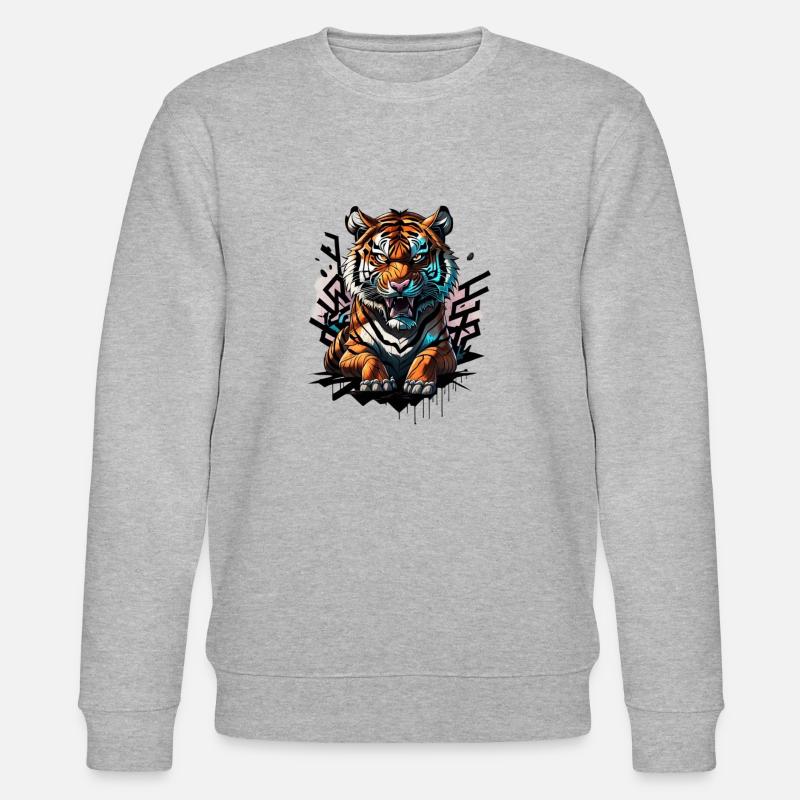 Graffiti Tiger - Stanley/Stella Unisex Bio-Sweatshirt CHANGER  - Grau meliert