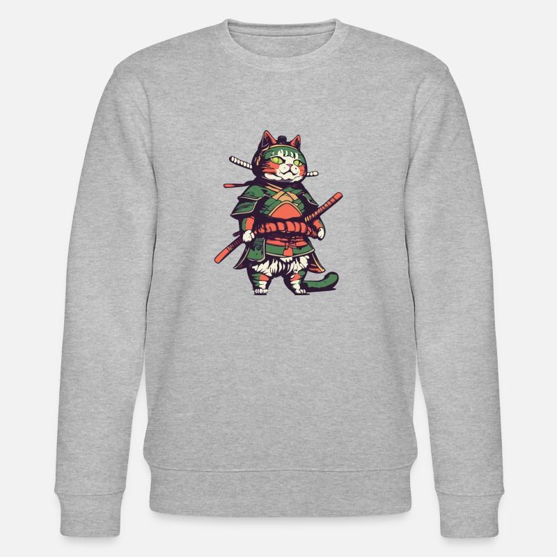 Samurai Katze - Stanley/Stella Unisex Bio-Sweatshirt CHANGER  - Grau meliert