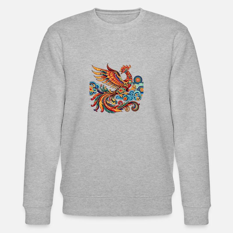 Lebendiger traditioneller chinesischer Phönix - Stanley/Stella Unisex Bio-Sweatshirt CHANGER  - Grau meliert