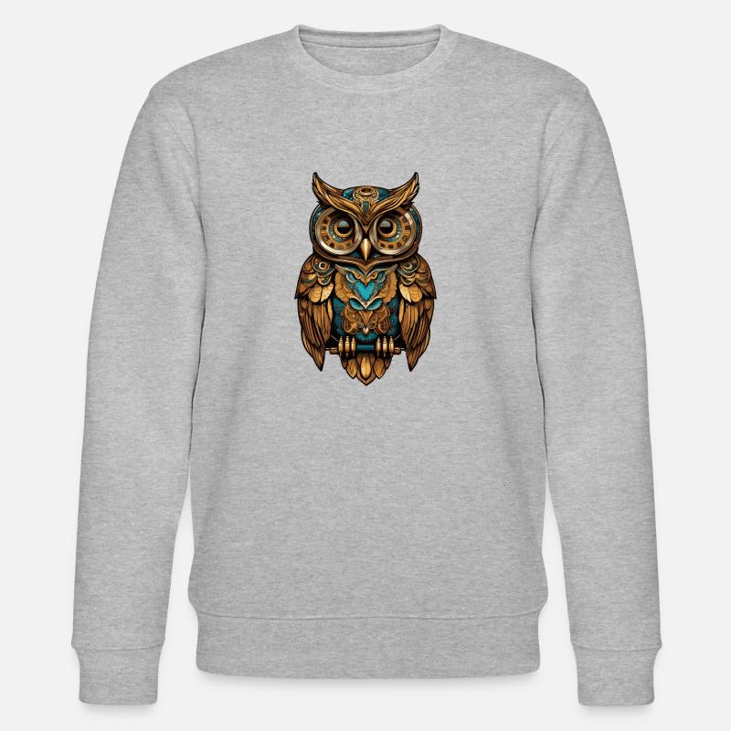 Steampunk Eule - Stanley/Stella Unisex Bio-Sweatshirt CHANGER  - Grau meliert