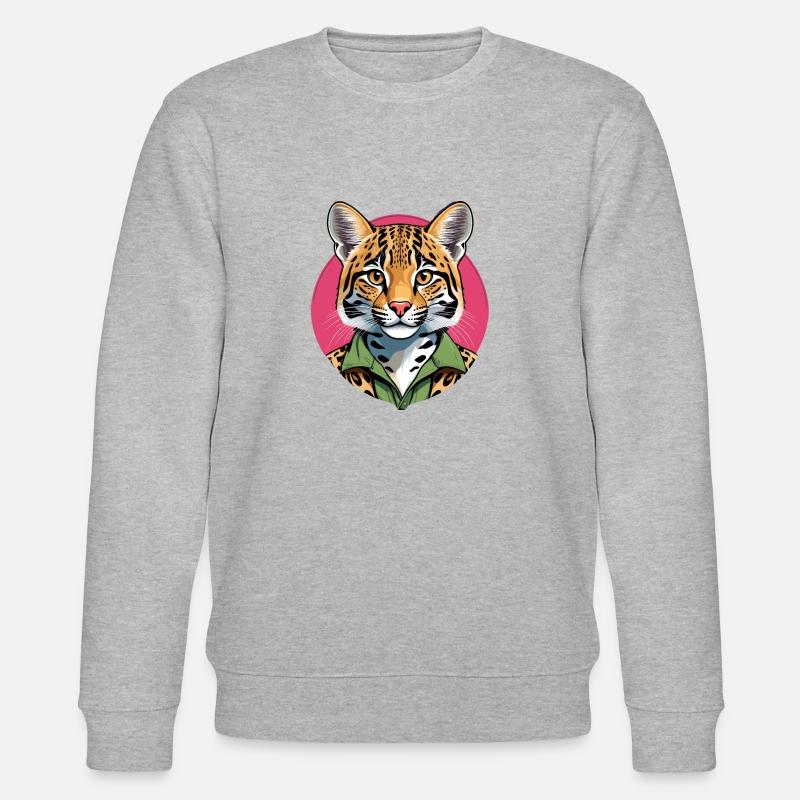 Chat Ocelot - Sweat bio CHANGER Stanley/Stella Unisexe - gris chiné