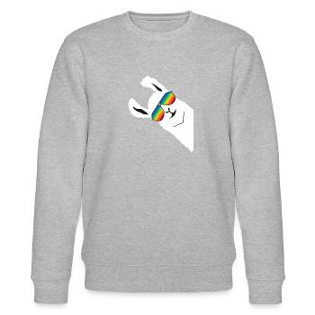 Lama Alpaka EigeneZ WEISS REGENBOGENBRILLE - Stanley/Stella Unisex Bio-Sweatshirt CHANGER  - Grau meliert - Vorne - Nik (191cm) & Marisol (170cm)