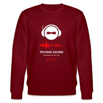 Techno Music-Rave-House - Stanley/Stella Unisex Bio-Sweatshirt CHANGER  - Burgunderrot - Vorne - Nik (191cm) & Marisol (170cm)