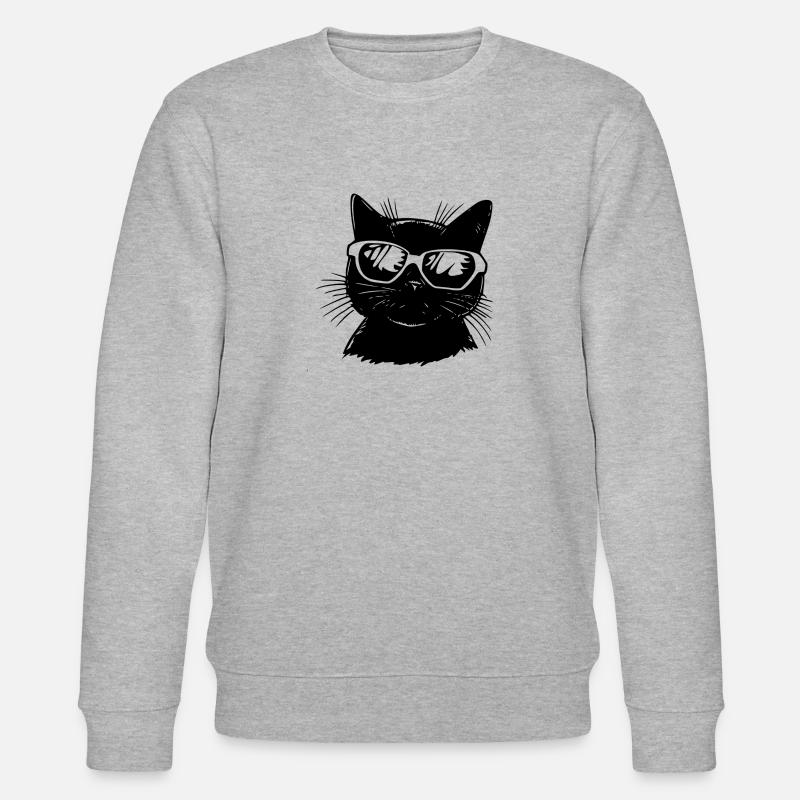 Chat avec lunettes - Sweat bio CHANGER Stanley/Stella Unisexe - gris chiné