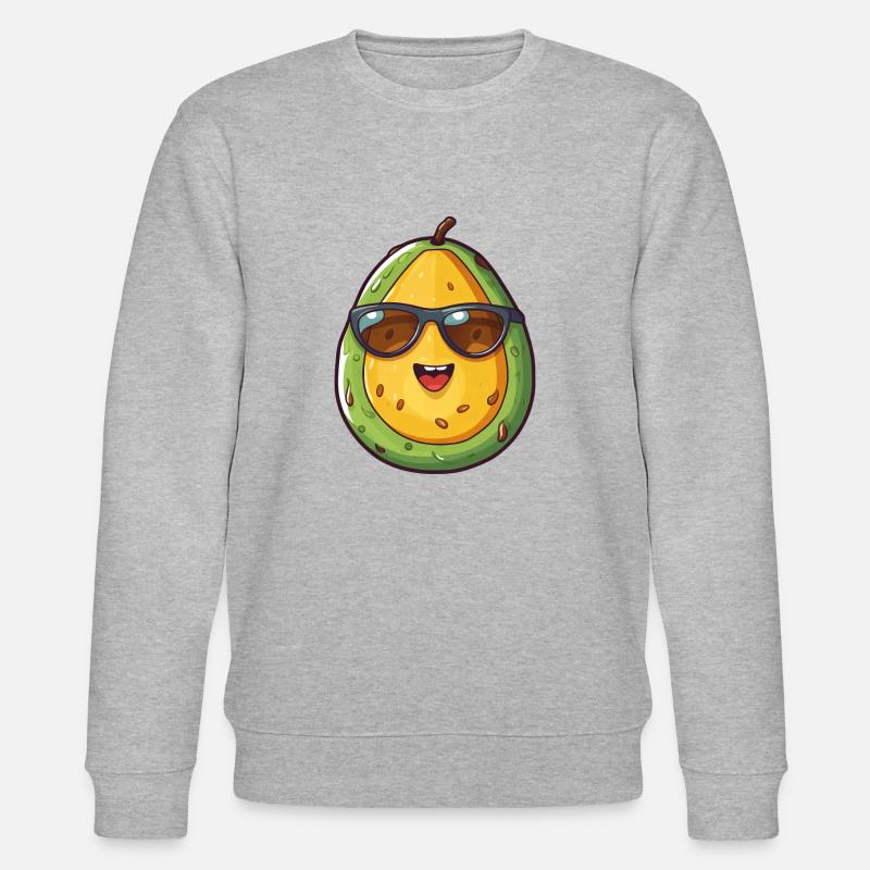 Kawaii Avocado Nerd: Gesunde Intelligenz - Stanley/Stella Unisex Bio-Sweatshirt CHANGER  - Grau meliert