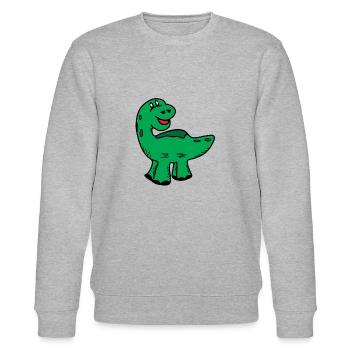Dino dinosaur in green - Stanley/Stella CHANGER Unisex Organic Sweatshirt - heather grey - Front - Nik (191cm) & Marisol (170cm)