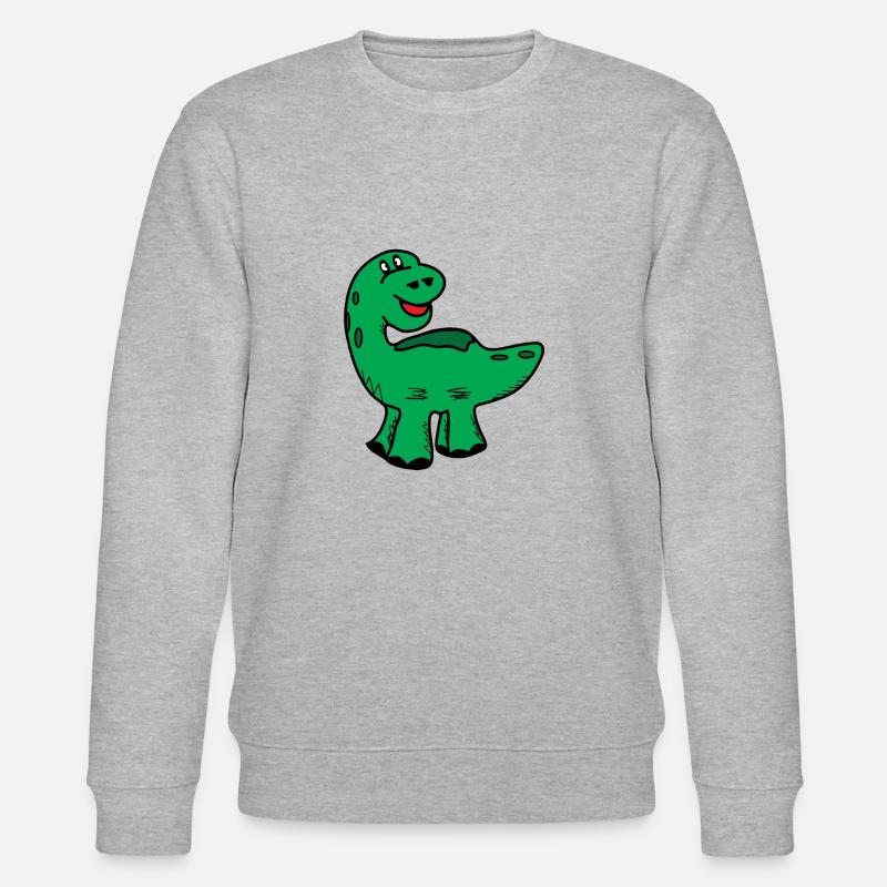 Dino Dinosaurier in grün - Stanley/Stella Unisex Bio-Sweatshirt CHANGER  - Grau meliert