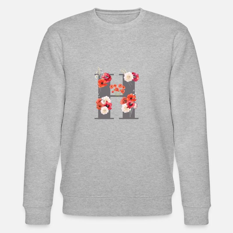 H aus Blüten - Stanley/Stella Unisex Bio-Sweatshirt CHANGER  - Grau meliert