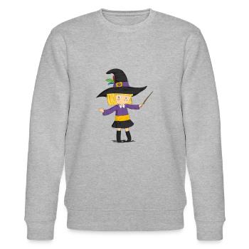 Kleine Hexe Halloween Kostüm - Stanley/Stella Unisex Bio-Sweatshirt CHANGER  - Grau meliert - Vorne - Nik (191cm) & Marisol (170cm)