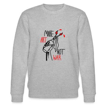 Make Art not War. Artists against war. - Stanley/Stella CHANGER Unisex Organic Sweatshirt - heather grey - Front - Nik (191cm) & Marisol (170cm)