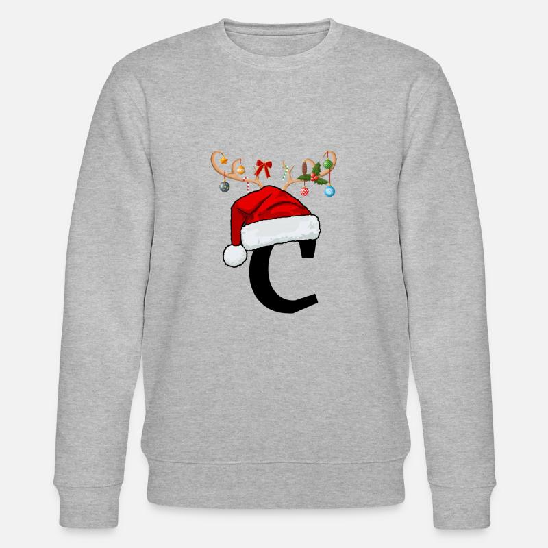 Lettre C bonnet de Noël - Sweat bio CHANGER Stanley/Stella Unisexe - gris chiné
