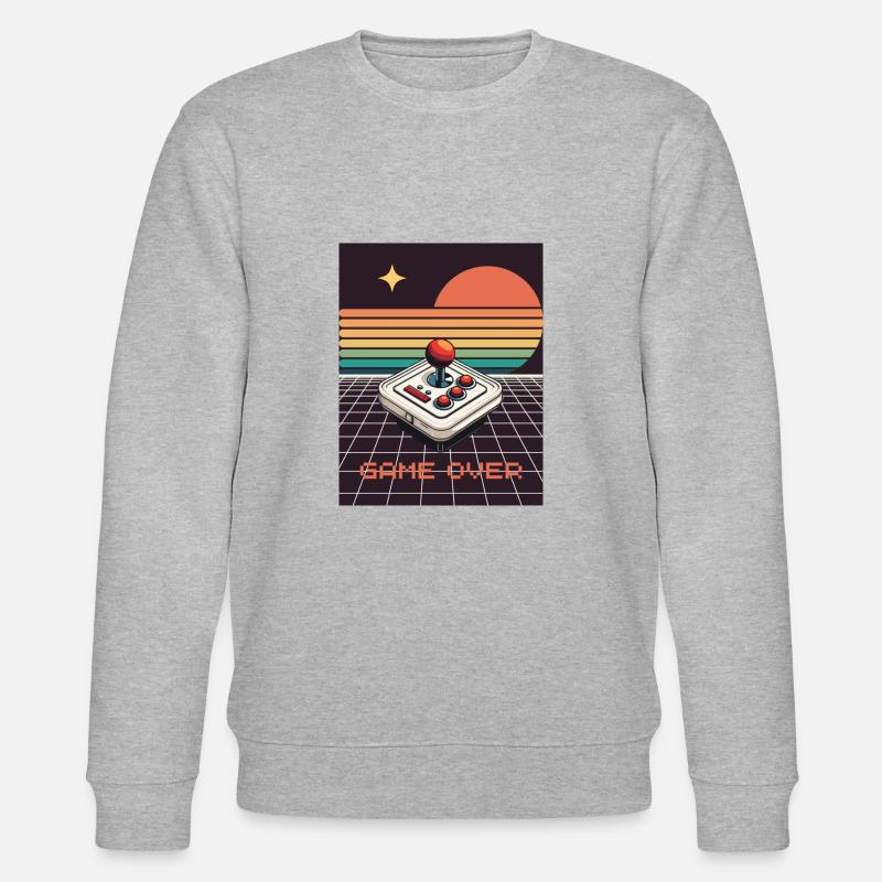 Game Over, Retro, Gaming, Joystick - Stanley/Stella Unisex Bio-Sweatshirt CHANGER  - Grau meliert