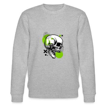 Green Skull - Stanley/Stella Unisex Bio-Sweatshirt CHANGER  - Grau meliert - Vorne - Nik (191cm) & Marisol (170cm)