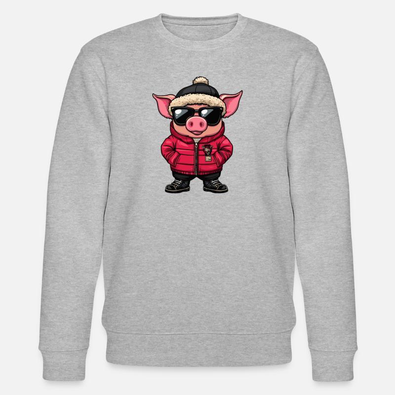 Cochon Hiver Bande Dessinée - Sweat bio CHANGER Stanley/Stella Unisexe - gris chiné