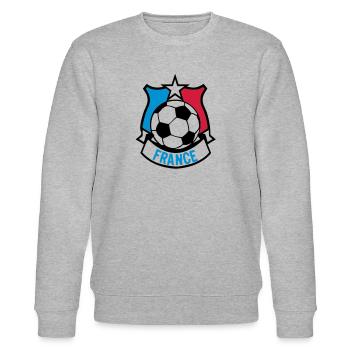 France flag football supporter ecusson7 ba - Stanley/Stella CHANGER Unisex Organic Sweatshirt - heather grey - Front - Nik (191cm) & Marisol (170cm)