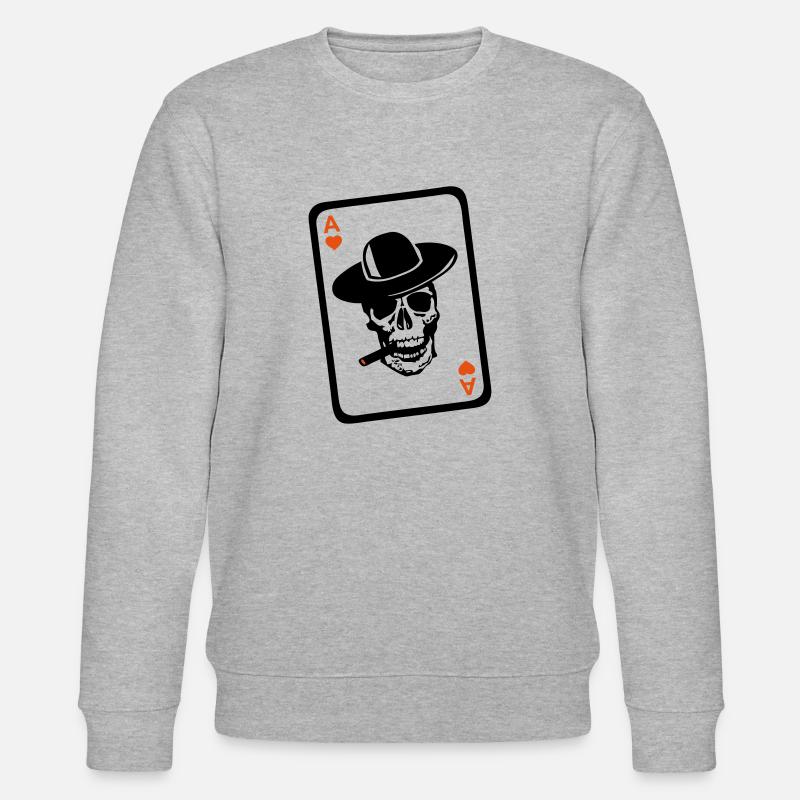 Pokerkopf des Todes als Herzkarte - Stanley/Stella Unisex Bio-Sweatshirt CHANGER  - Grau meliert