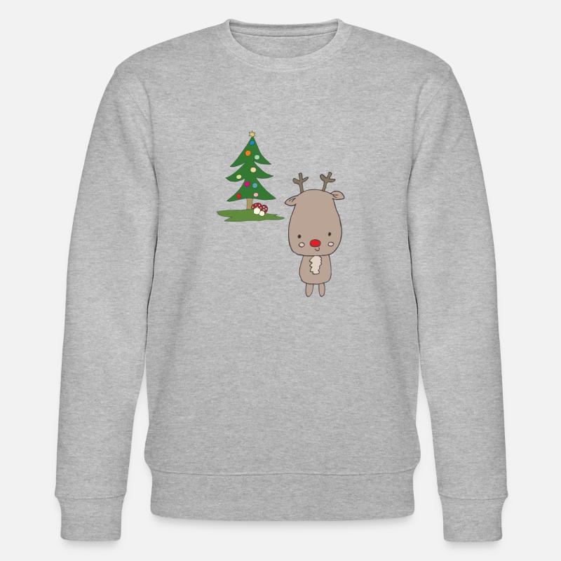elch mit weihnachtsbaum - Stanley/Stella Unisex Bio-Sweatshirt CHANGER  - Grau meliert