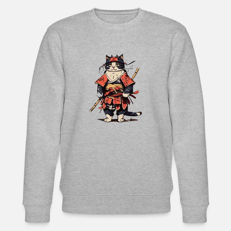 Chat samouraï - Sweat bio CHANGER Stanley/Stella Unisexe - gris chiné