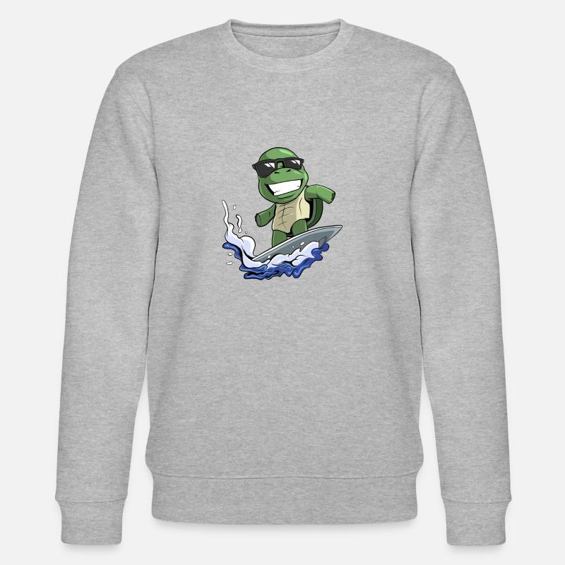 Schildkröte Surfboard Surfer - Stanley/Stella Unisex Bio-Sweatshirt CHANGER  - Grau meliert
