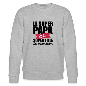 le super papa et la super fille la dream team - Sweat bio CHANGER Stanley/Stella Unisexe - gris chiné - Devant - Nik (191cm) & Marisol (170cm)