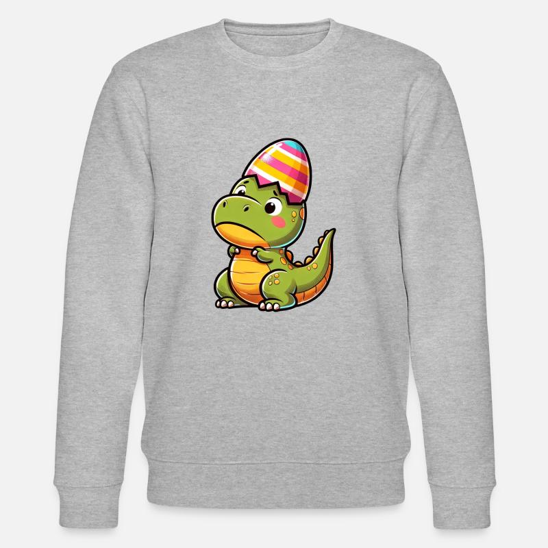 Easter T-Rex in Eggshell, Clumsy - Stanley/Stella CHANGER Unisex Organic Sweatshirt - heather grey