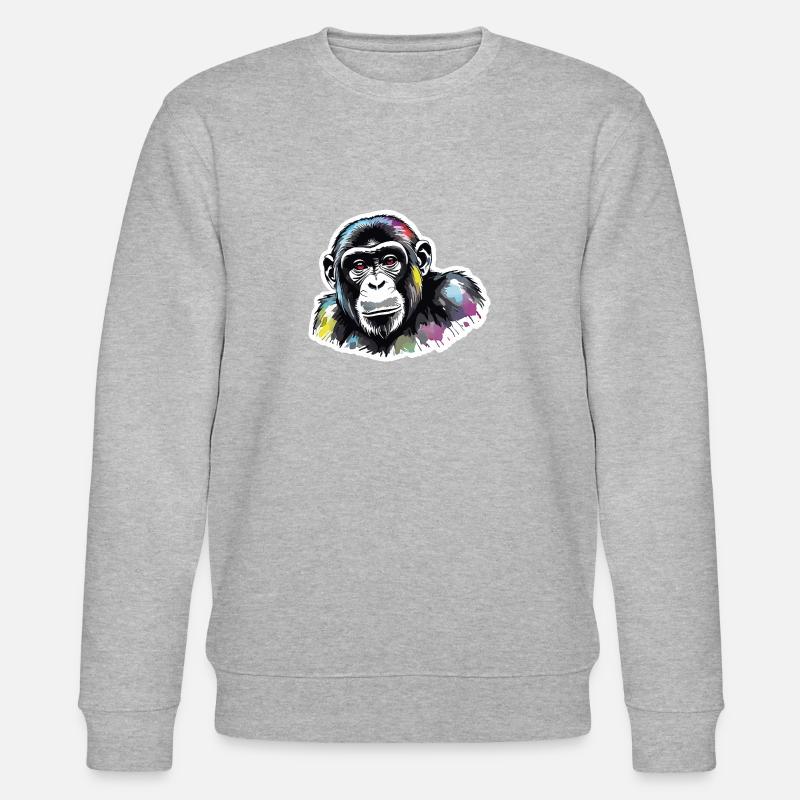 Affe Wasserfarben - Stanley/Stella Unisex Bio-Sweatshirt CHANGER  - Grau meliert