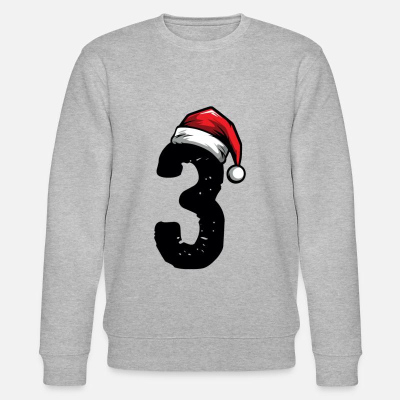 3 Zahl Weihnachten - Stanley/Stella Unisex Bio-Sweatshirt CHANGER  - Grau meliert